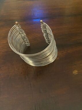 Multi-Wire Open Cuff Bracelet - Silver Tone